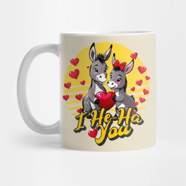 Cute Donkey With Hearts Valentines Day I He-Ha You Love by alcoshirts